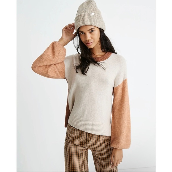 Madewell Payton Pullover Colorblock Wool Alpaca Sweater XS Coziest Yarn - Picture 1 of 10